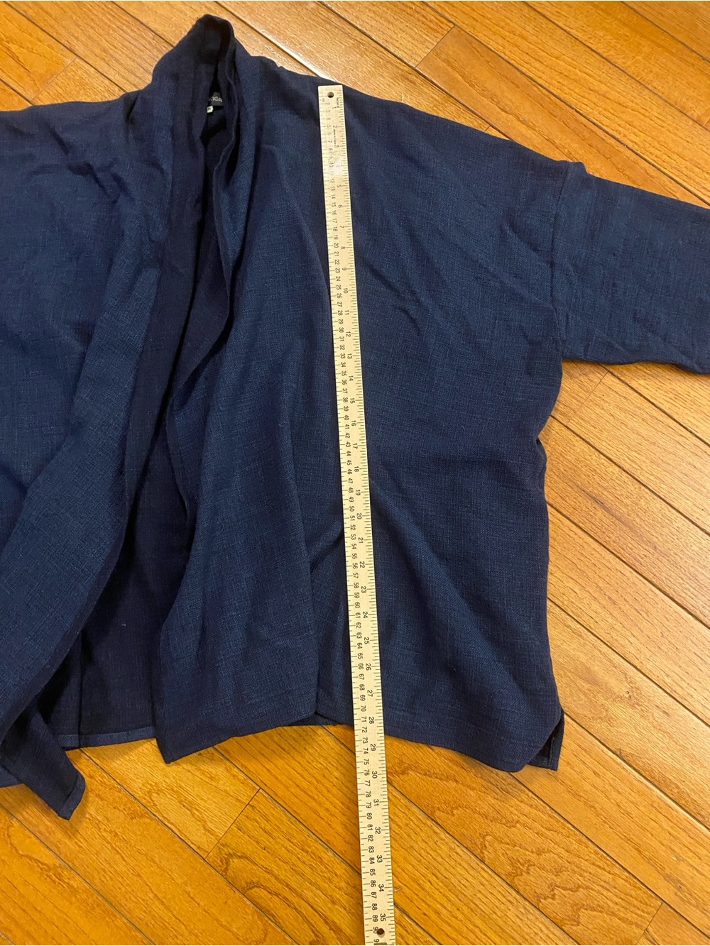 eskandar basketweave wool Navy blue Open-Front oversized cardigan sweater Small - Picture 10 of 10